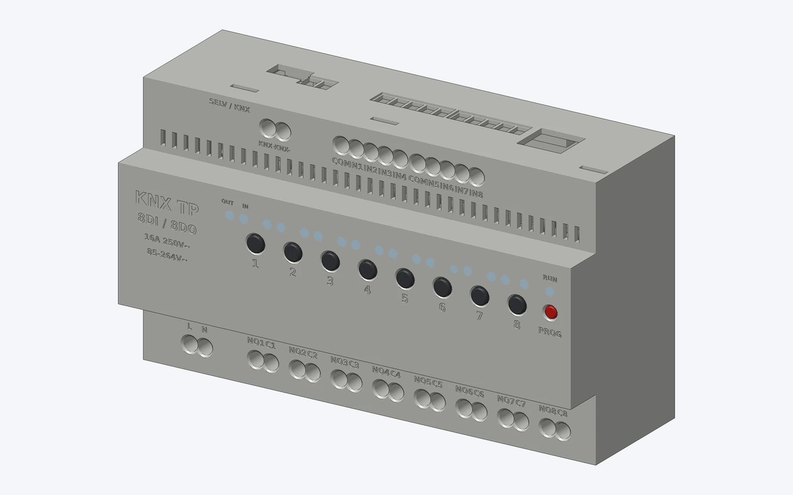Module KNX 8DI/8DO relay 16 A — NDM OEM (IP switch / TP switch / Router IP↔TP)
